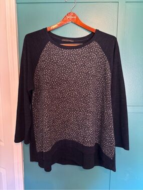 Chris & Carol Plus Navy Speckled Raglan Pullover Size 3X